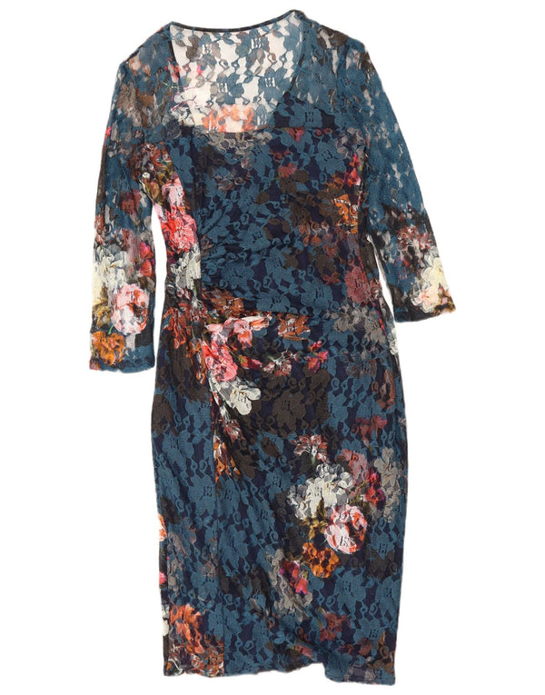Phase Eight Damen Langarm-Etuikleid UK 14 Large Blue Floral