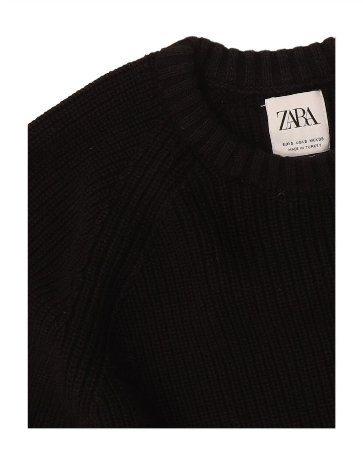 Maglione maglione girocollo oversize da donna Zara UK 10 piccolo nero