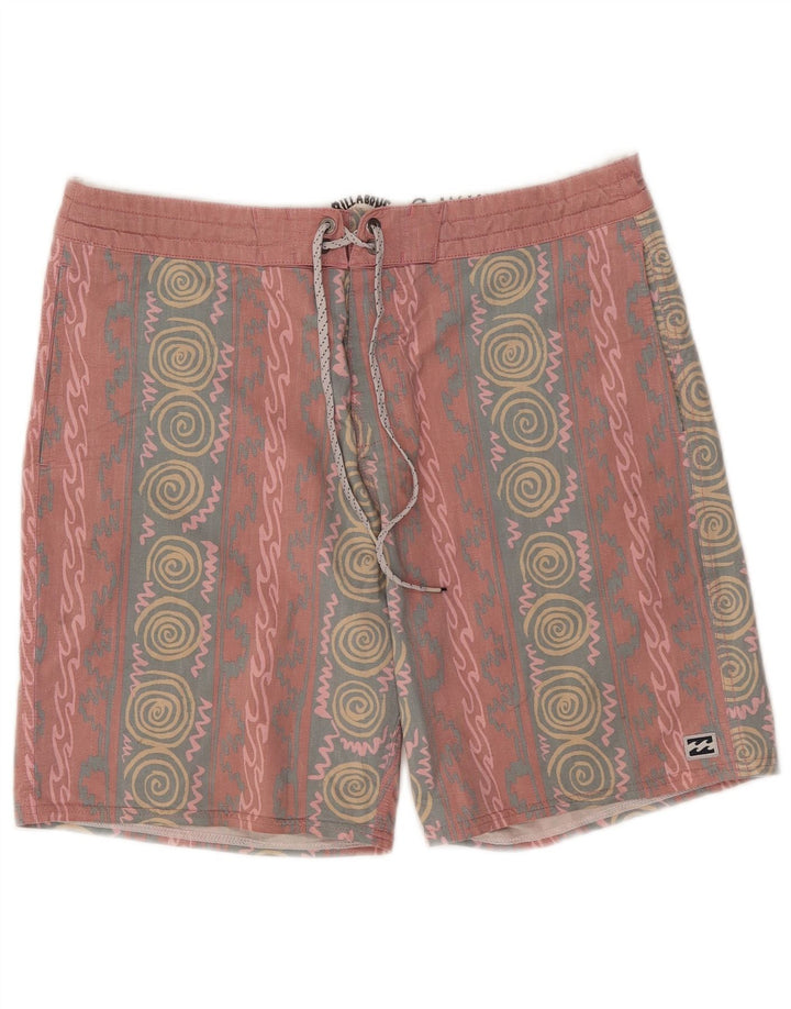 Billabong Mens Swimming Shorts Medium  Pink Geometric
