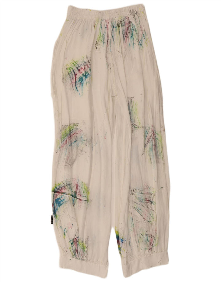 Vintage kvinders haremsbukser Medium W28 L29 White Tie Dye Viscose