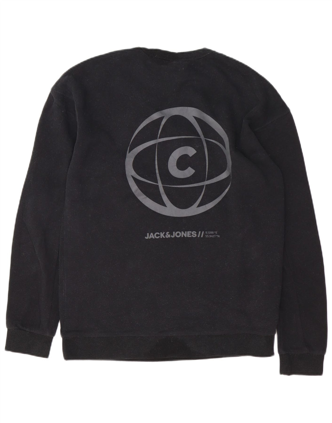 JACK & JONES Mens Core Graphic Sweatshirt Jumper Large Black Cotton