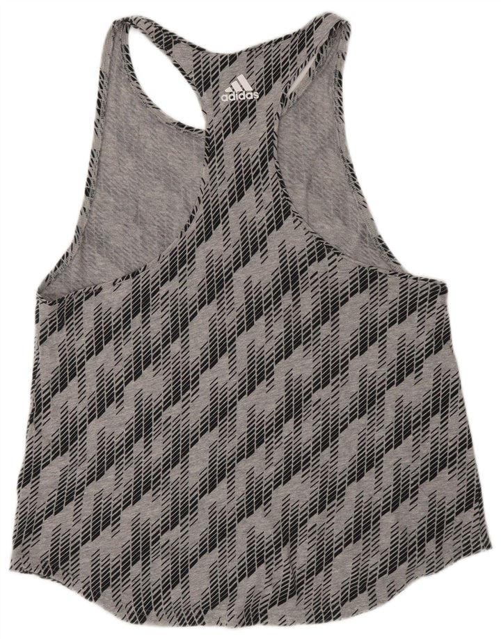 Adidas Womens Graphic Vest Top UK 12 Medium Grey Geometric