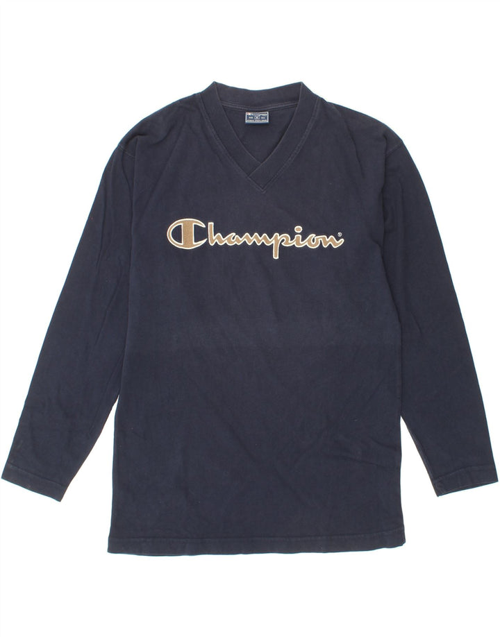 CHAMPION Mens Graphic Top Long Sleeve Medium Navy Blue Vintage Champion and Second-Hand Champion from Messina Hembry 