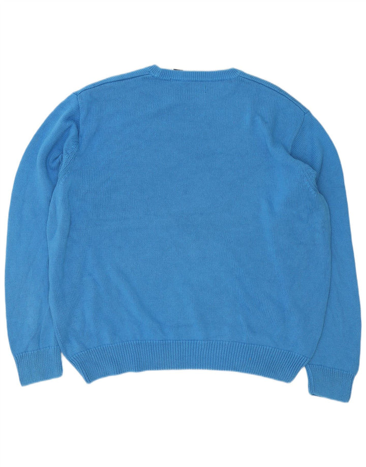 Chaps Mens Crew Neck Jumper Sweater 2XL Blue Cotton