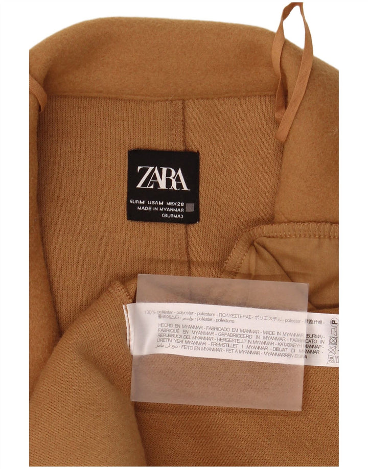 Zara Femme Manteau Ouvert UK 14 Polyester Beige Moyen