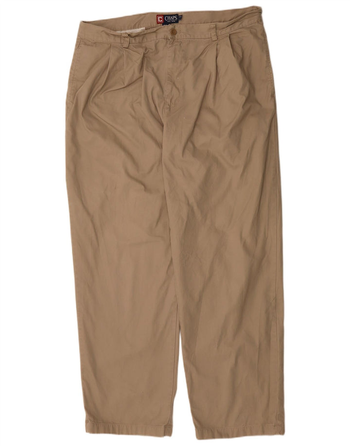 Calça chino reta masculina CHAPS W40 L32 algodão bege clássico