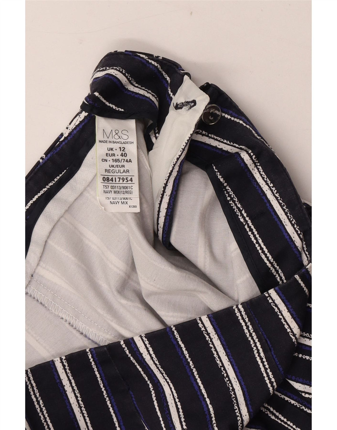 Marks & Spencer Dame Capri Bukser UK 12 Medium W30 L20 Navy Blue