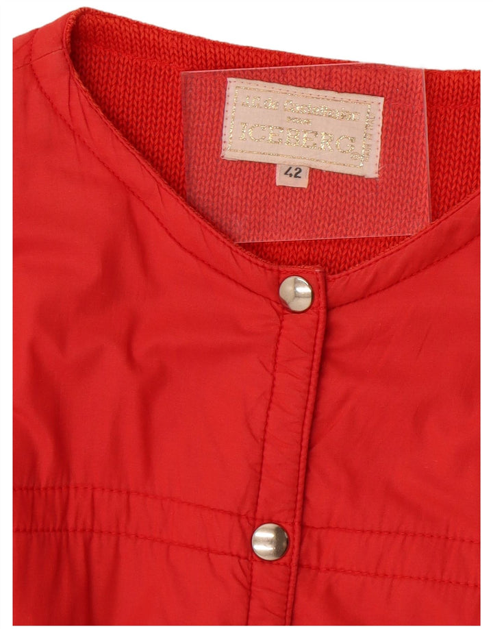 Iceberg Womens Bomber Jacket IT 42 Medium Red Cotton