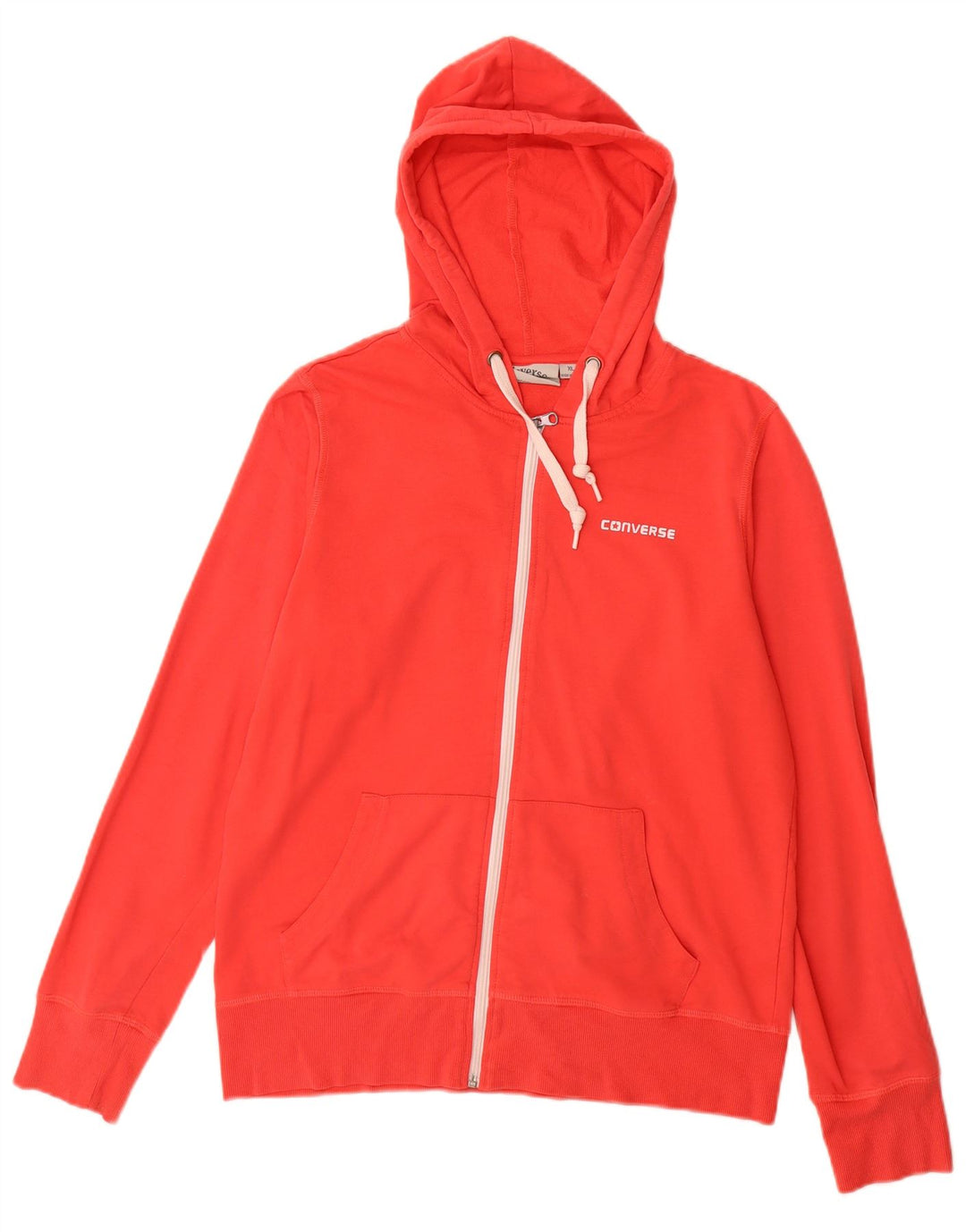 Maglione con cappuccio e zip da donna Converse UK 18 XL rosso poliestere