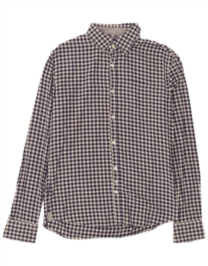 WOOLRICH Mens Flannel Shirt XS Navy Blue Gingham Cotton