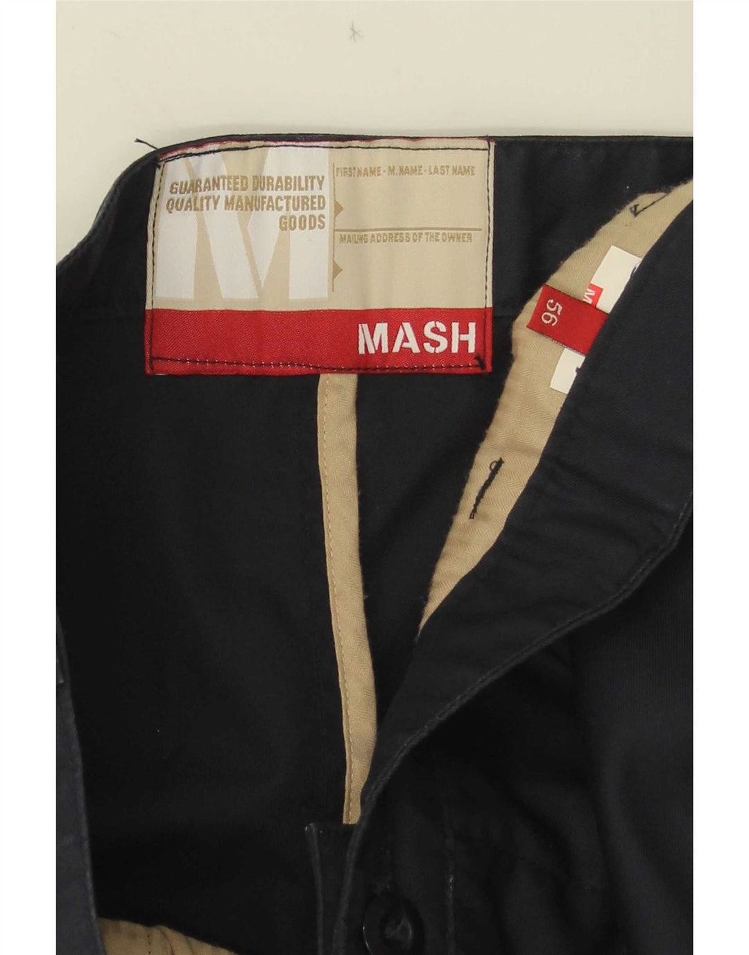 Mash Mens Straight Chino Trousers  W38 L30 Navy Blue