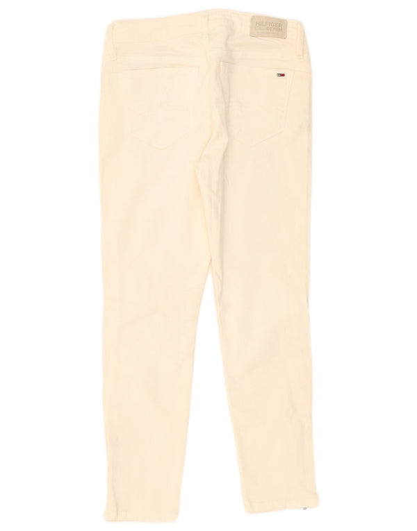 Tommy Hilfiger Womens Distressed Crop Skinny Jeans W28 L25 Off White Cotton