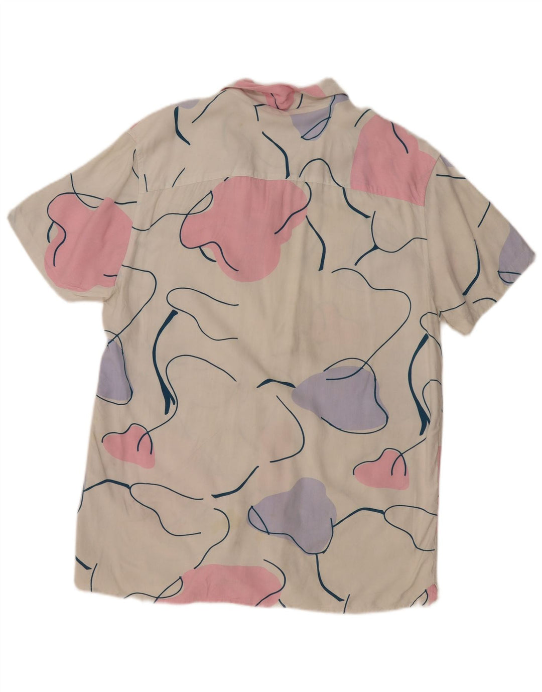 Jack & Jones Mens Comfort Fit Abstract Pattern Short Sleeve Shirt XL White