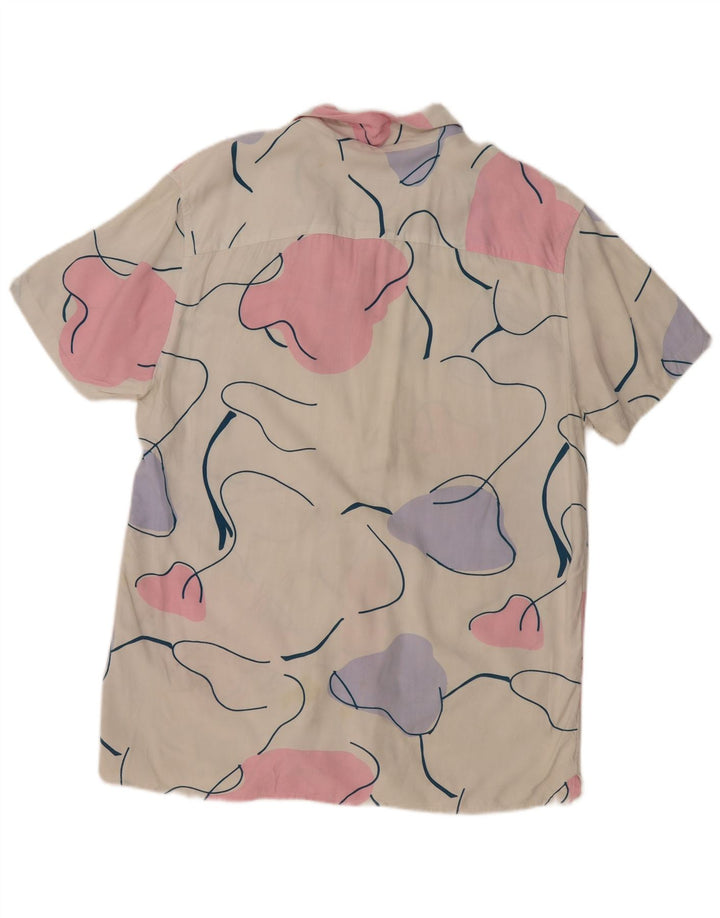 Jack & Jones Mens Comfort Fit Abstract Pattern Short Sleeve Shirt XL White