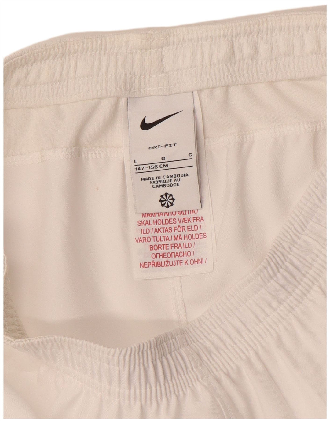 Pantaloncini sportivi NIKE da bambino Dri Fit 12-13 anni Large in poliestere bianco
