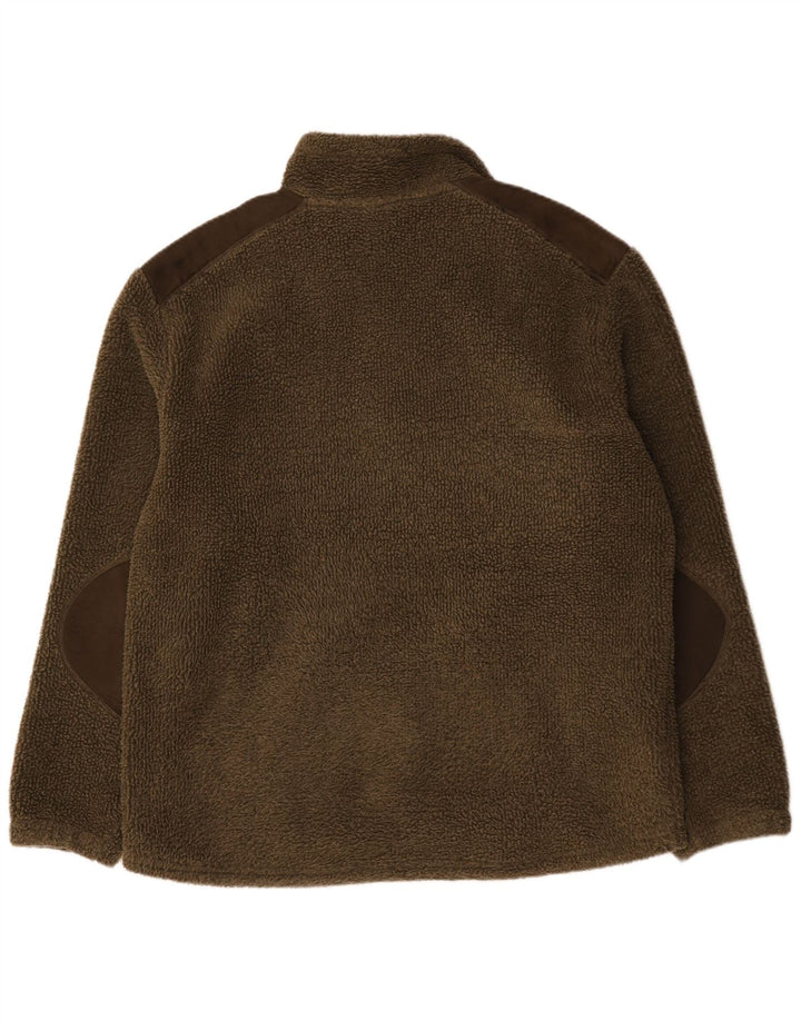 Vintage Mens Fleece Jacket UK 44 2XL Khaki Colourblock Polyester