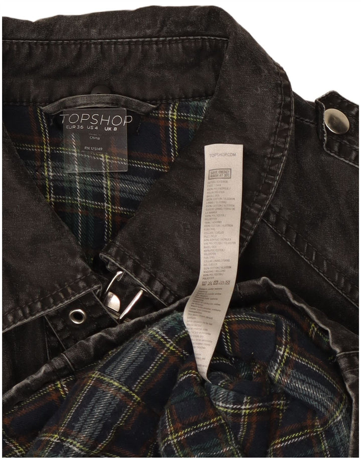 Topshop Dame Denim Jacket UK 8 Small Black Polyacrylic