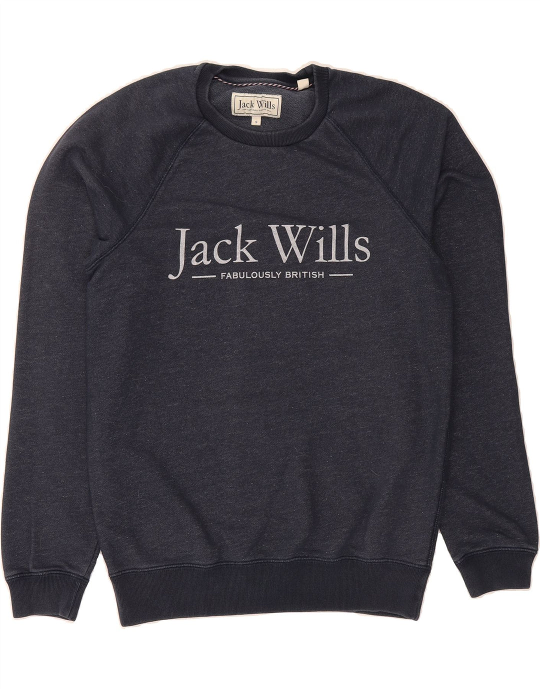 JACK WILLS Mens Graphic Sweatshirt Jumper Small Blue Cotton Vintage Jack Wills and Second-Hand Jack Wills from Messina Hembry 