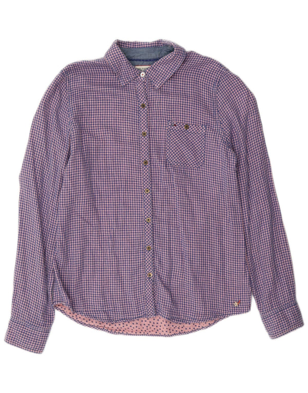 Tommy Hilfiger Damen Flanellhemd UK 10 Small Blue Gingham Baumwolle