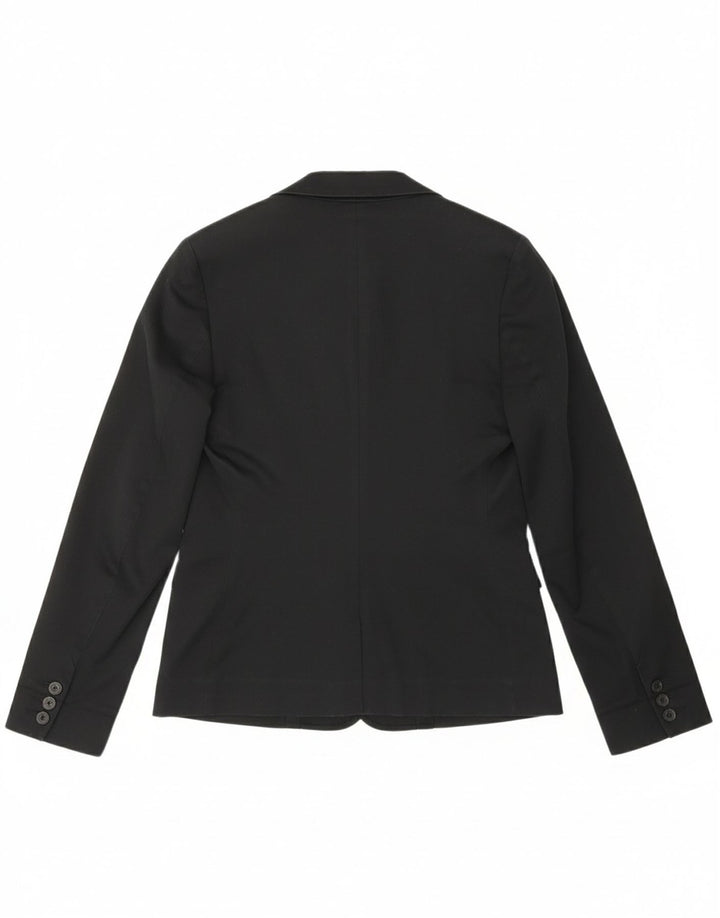 TOMMY HILFIGER Womens 2 Button Blazer Jacket UK 12 Medium Black Cotton