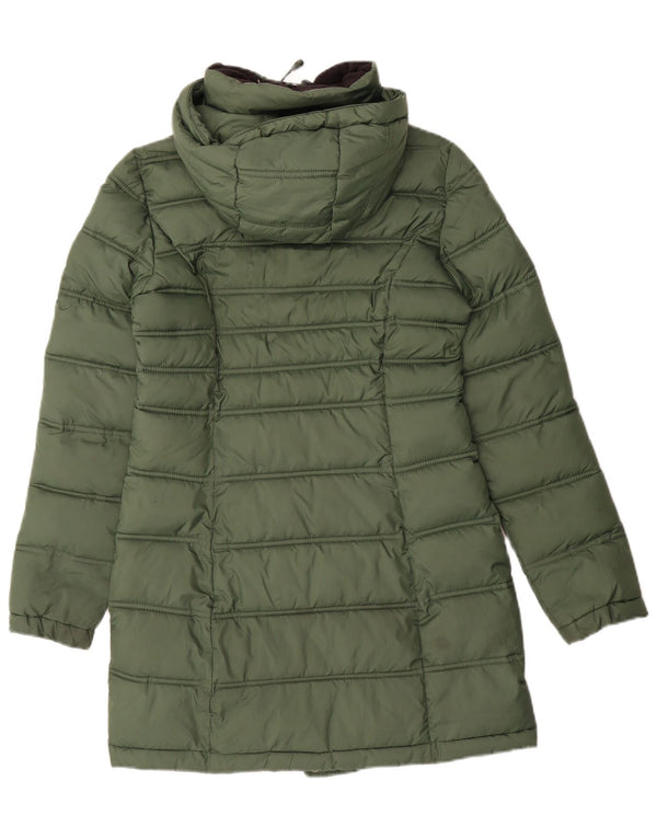 Superdry ženski podstavljeni kaput s kapuljačom UK 6 XS zeleni poliester