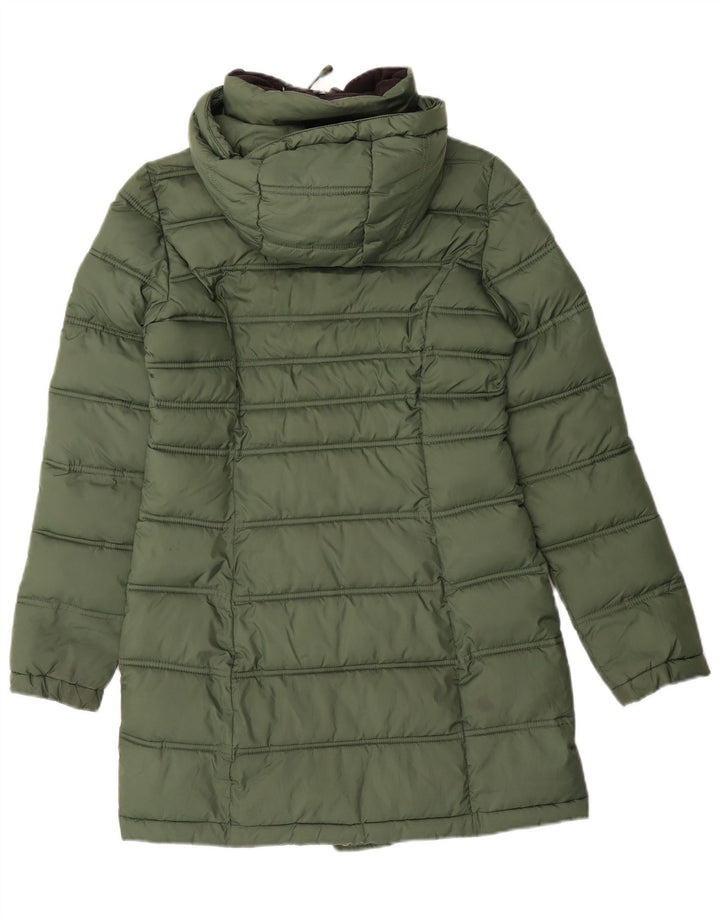 Superdry Womens Hooded Padded Coat UK 6 XS Green Polyester