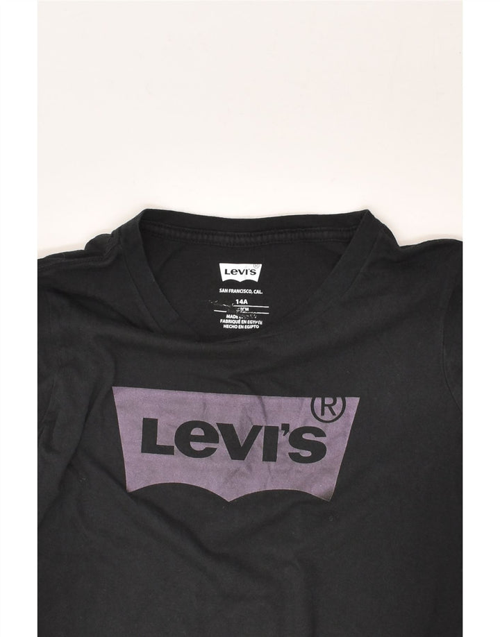 LEVI'S Girls Graphic Top Long Sleeve 13-14 Years Black Cotton | Vintage Levi's | Thrift | Second-Hand Levi's | Used Clothing | Messina Hembry 