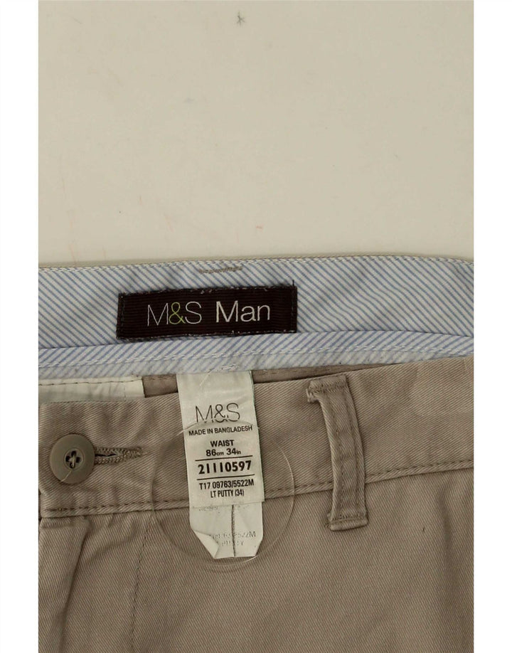 Marks & Spencer Mens Chino Shorts W34 Large  Beige Cotton