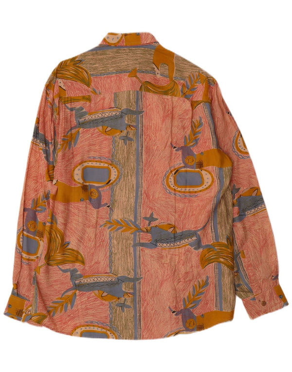 Camicia vintage da uomo con motivo astratto grande rosa