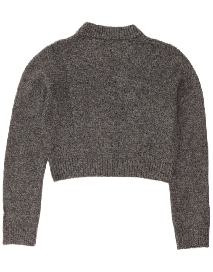 Zara Womens Oversized Graphic Crew Neck Jumper Sweater UK 10 Small Grey