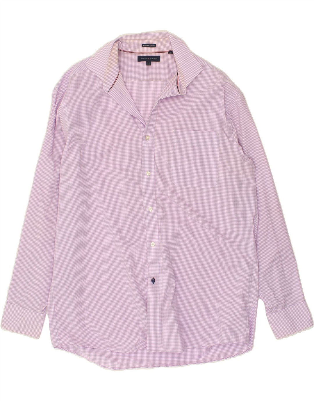 TOMMY HILFIGER Mens Regular Fit Shirt Size 16 1/2 Large Purple Gingham Vintage Tommy Hilfiger and Second-Hand Tommy Hilfiger from Messina Hembry 