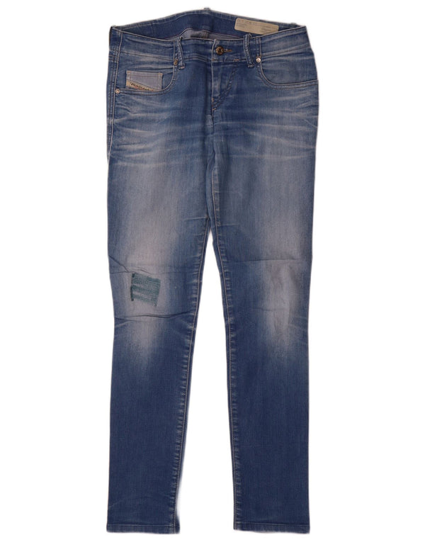Diesel Dame Guppe Skinny Jeans W27 L30 Blå Bomuld