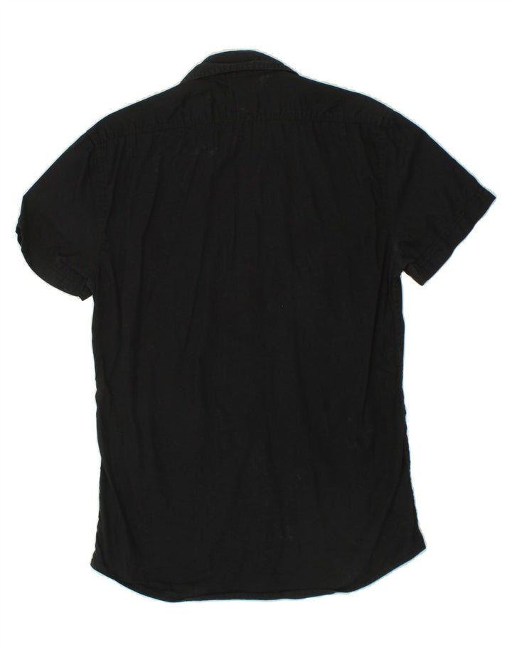 JULES Mens Short Sleeve Fitted Shirt Large Black Vintage Jules and Second-Hand Jules from Messina Hembry 