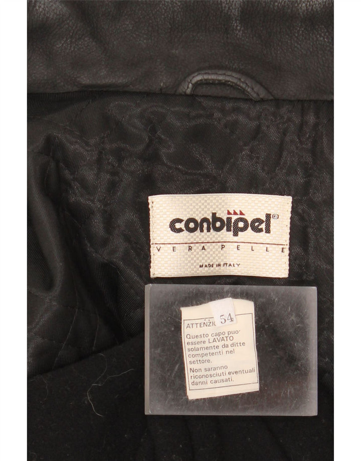 CONBIPEL Mens Leather Coat IT 54 XL Black Leather