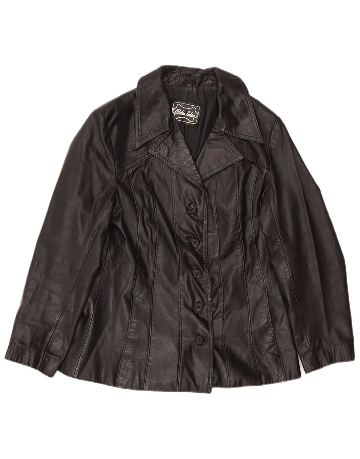 C&A Womens Leather Jacket EU 42 Large Black Leather