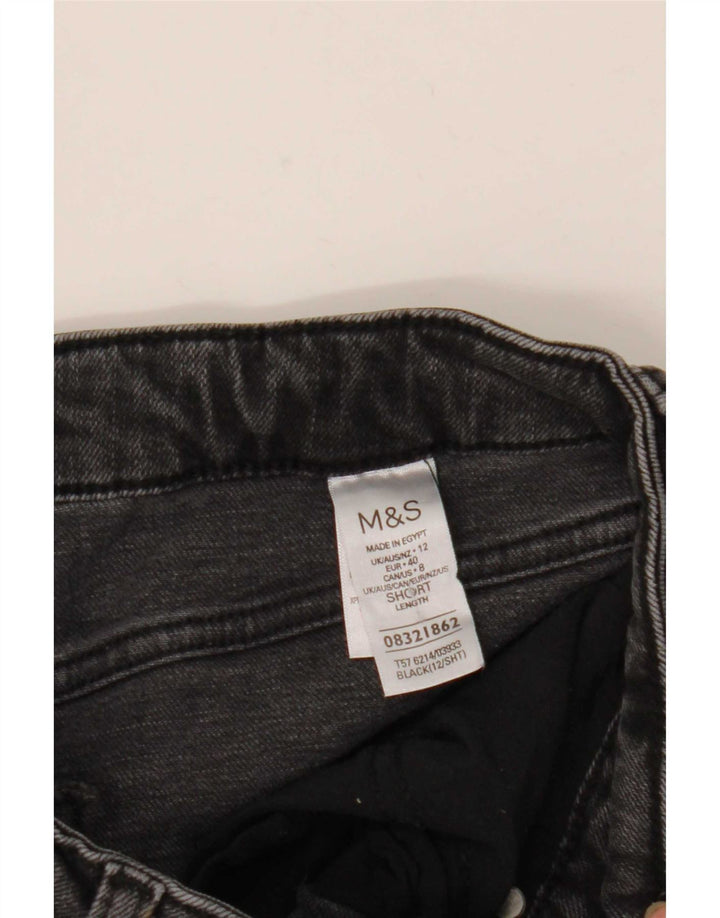 Jeans cropped da donna Marks & Spencer UK 12 medio W32 L25 cotone nero