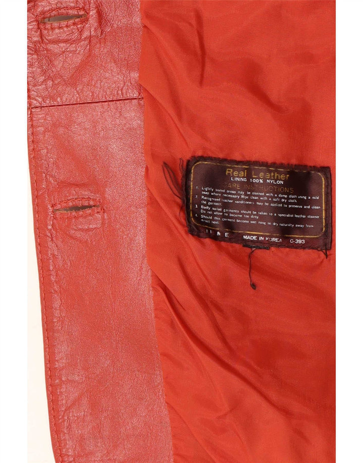 Vintage mujer 2 botones cuero Blazer chaqueta Reino Unido 12 rojo medio