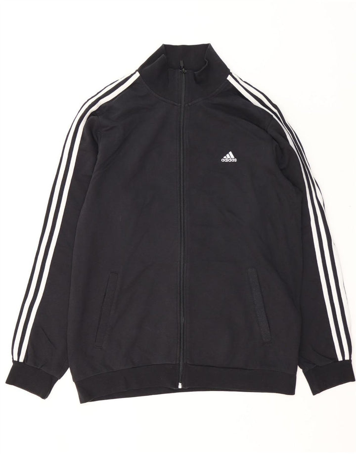 Giacca da ginnastica da uomo Adidas, giacca media, in cotone nero