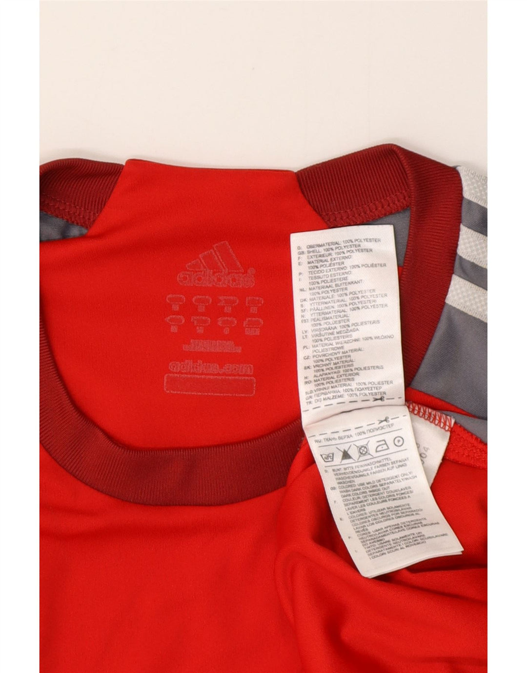 Męska koszulka ADIDAS Climalite z poliestru w kolorze średniej czerwieni