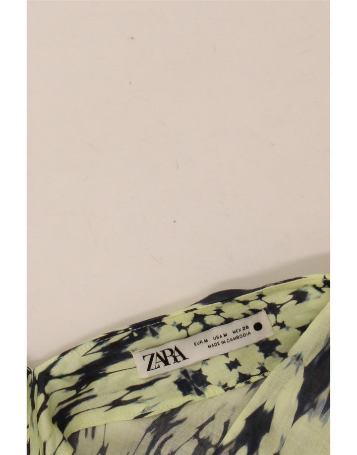 ZARA Kvinders abstrakt mønster Oversized Shift Dress UK 14 Medium Green