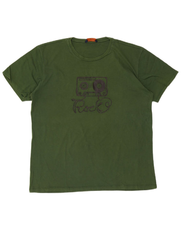 Trussardi Jeans Mens Graphic T-Shirt Top 2XL Green