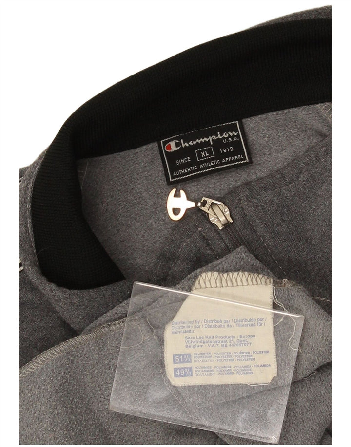 Champion Mens Graphic Tracksuit Top Jacket XL Grey Colourblock Polyester