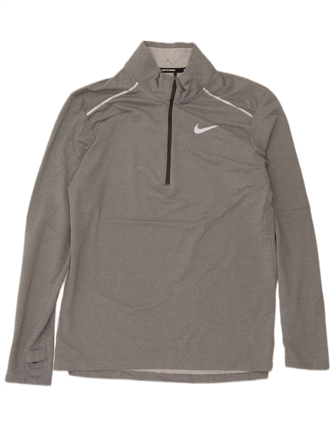 Maglia da uomo Nike Dri Fit con zip e collo a maniche lunghe in poliestere grigio medio