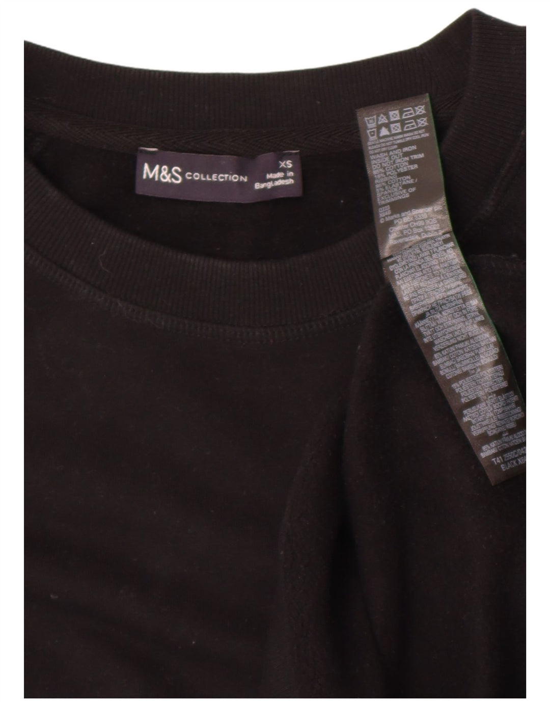 Marks & Spencer Womens Oversized Sweatshirt Jumper UK 6 XS Black Cotton