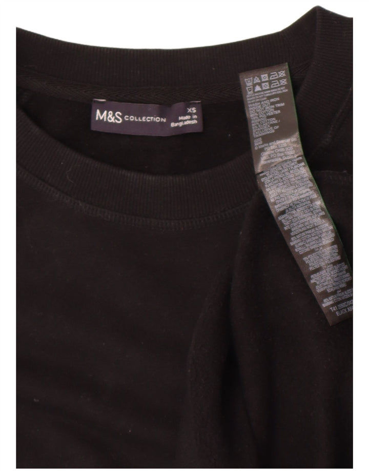Marks & Spencer Womens Oversized Sweatshirt Jumper UK 6 XS Black Cotton