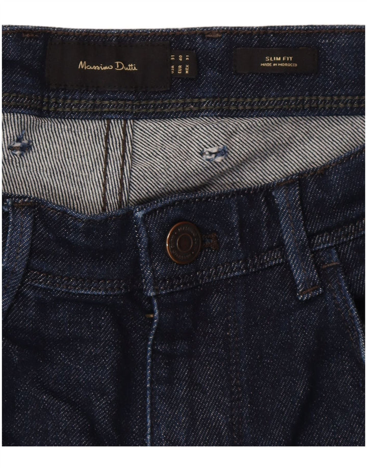 Massimo Dutti Mens Slim Jeans EU 40 Medium W31 L28 Navy Blue Cotton