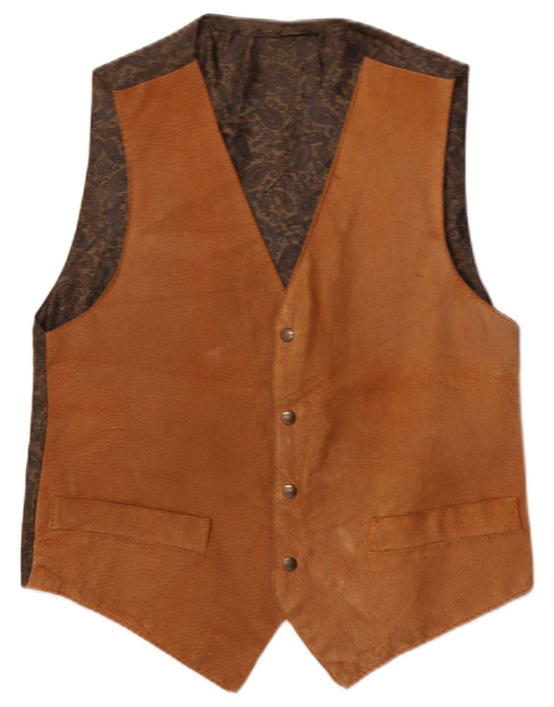 Vintage Mens Suede Waistcoat Small Brown Leather