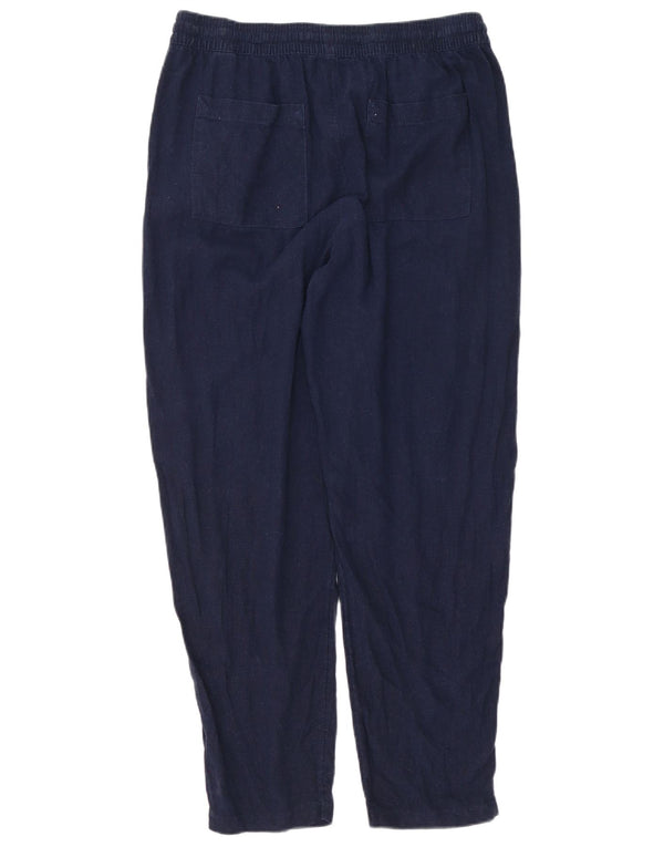 Marks & Spencer Womens High Waist Chino Trousers UK 14 Large W32 L28 Navy B