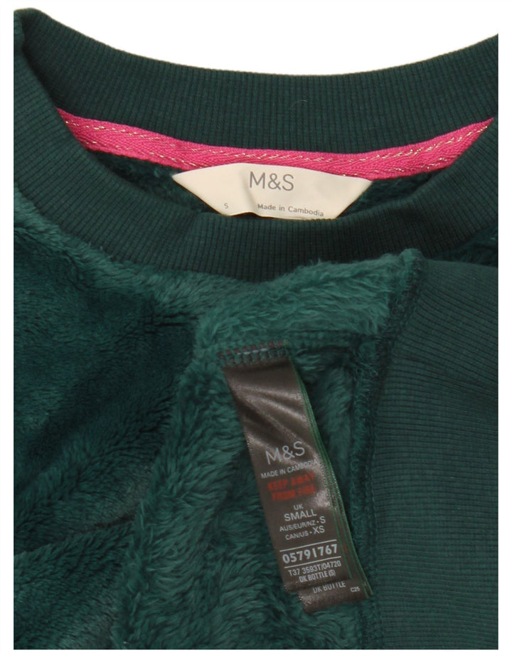Marks & Spencer Dame Oversized Crop Sweatshirt Jumper UK 10 Lille Grøn