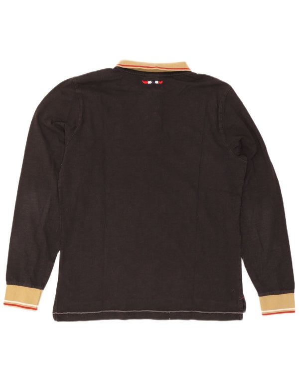 Napapijri Mens Graphic Long Sleeve Rugby Polo Shirt Large Black Colourblock